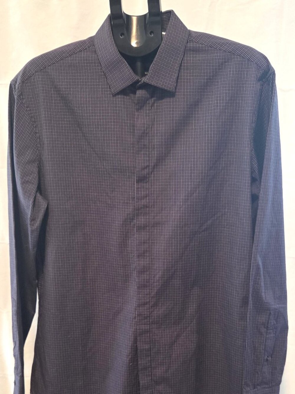 DKNY Navy Blue Dress Shirt Men's Size L 16 34/35 100% Cotton, new no tags